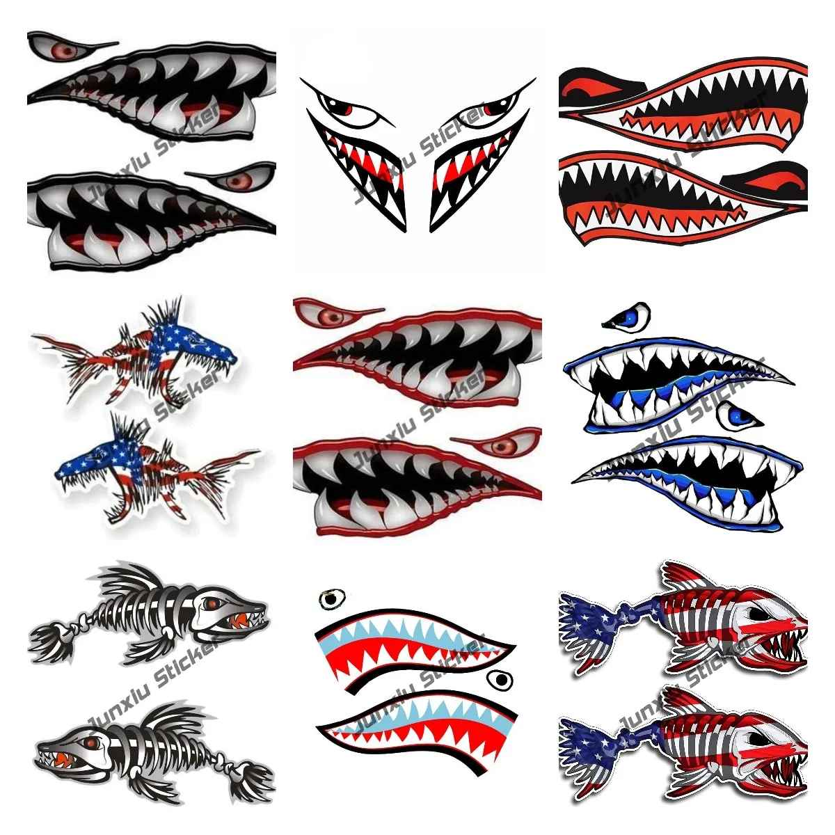 Fishing Kayak Sit On Top - Wall Art Warhawk Shark Tiger naklejka