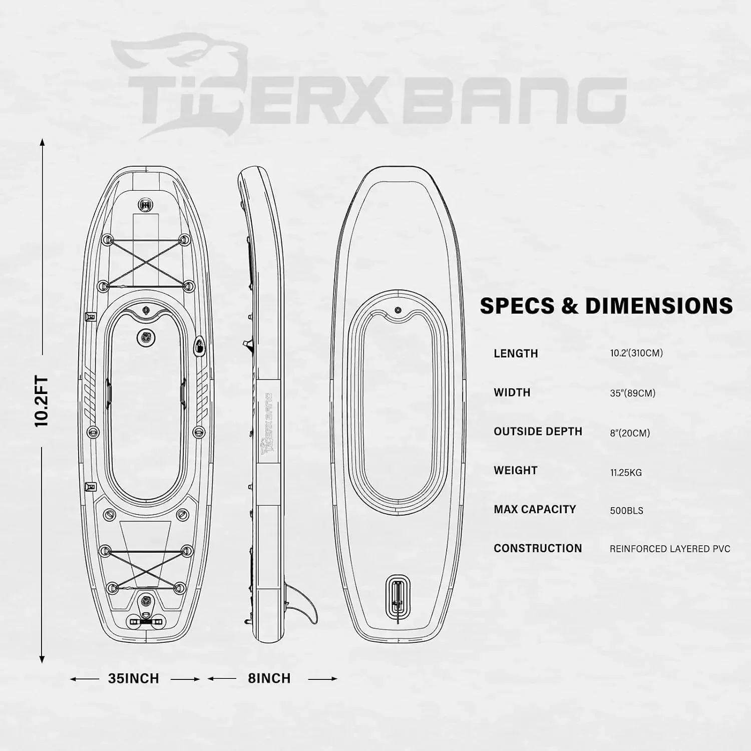 TIGERXBANG – dmuchany kajak o  – Fishing Kayak Inflatable recenzja i cena